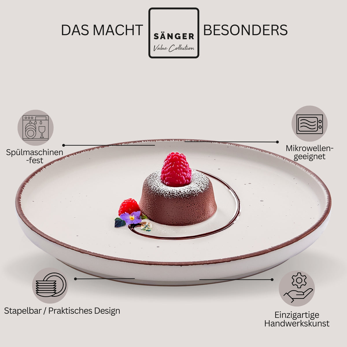 SÄNGER Steingut Dessertteller Bombay Ivory 4 teilig