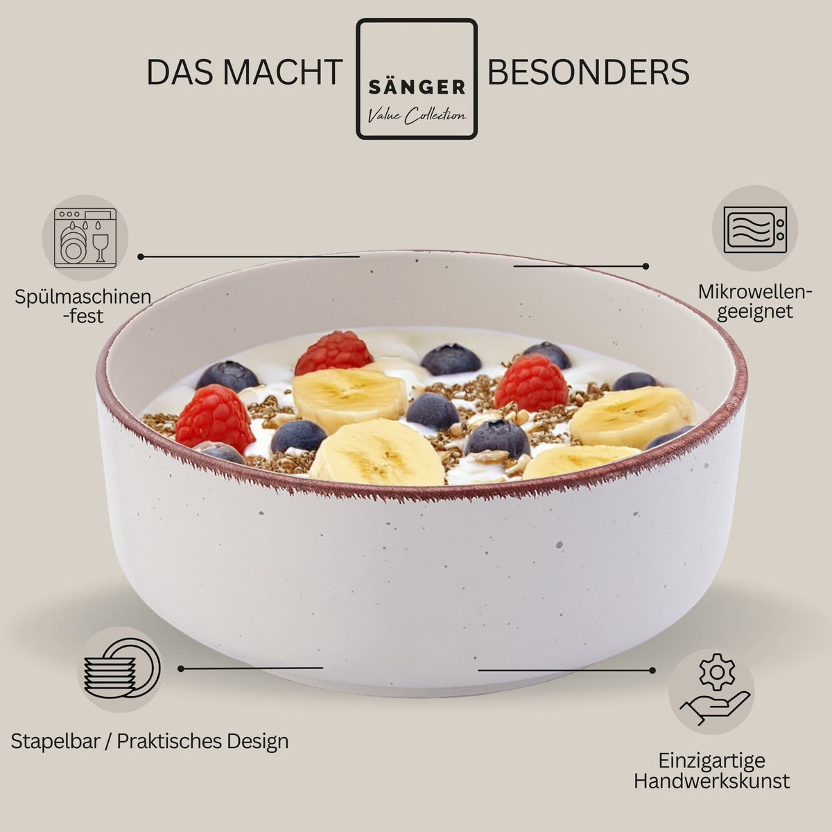 SÄNGER Stoneware Bowls Bombay Ivory 4 Piece