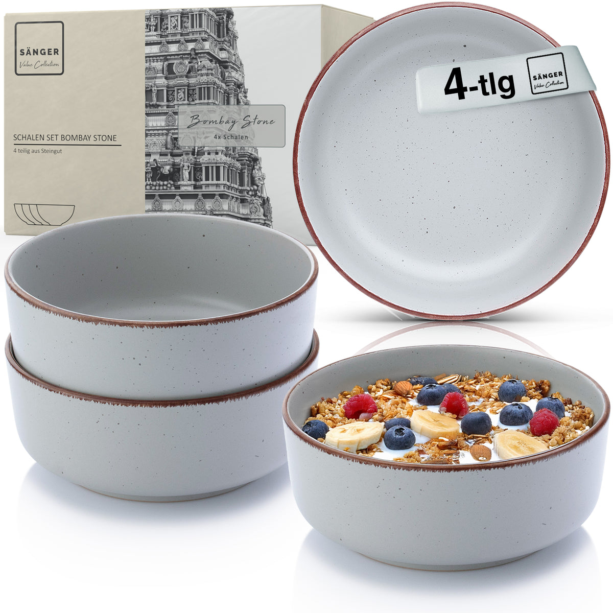 SÄNGER Stoneware Bowls Bombay Stone 4-piece