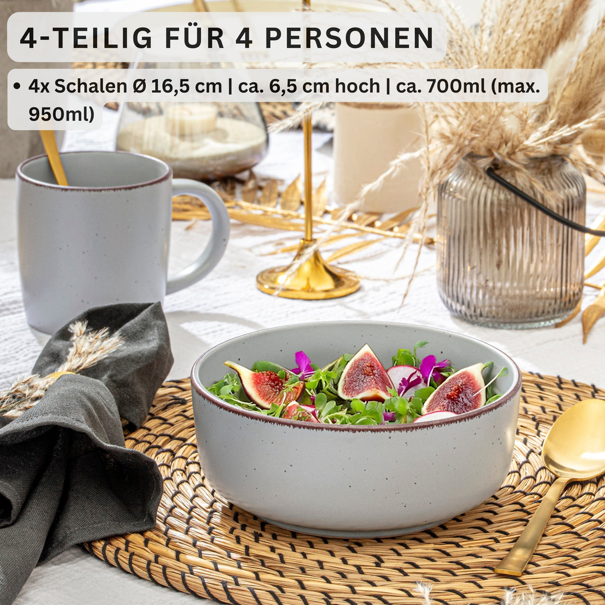 SÄNGER Stoneware Bowls Bombay Stone 4-piece