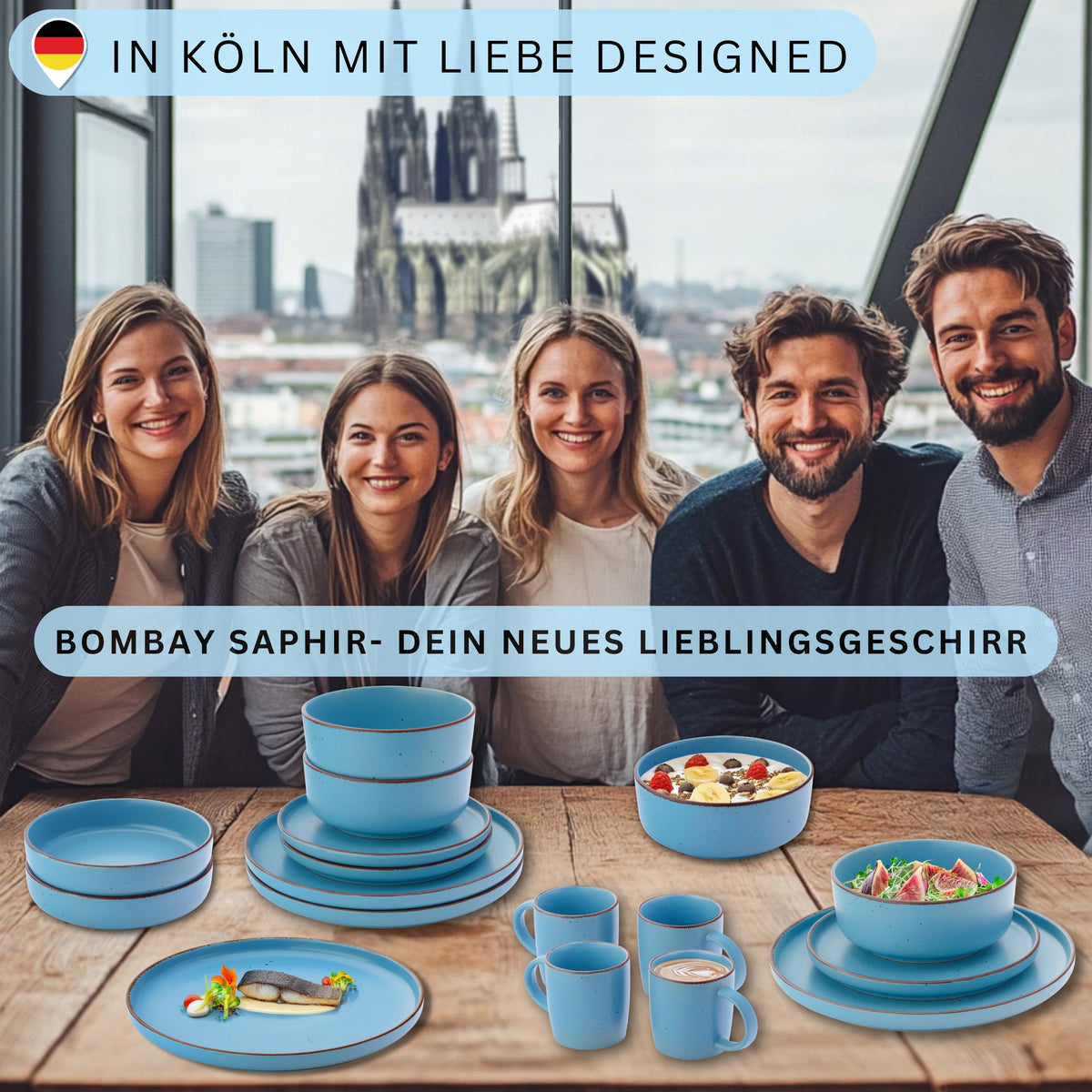SÄNGER Steingut Dessertteller Bombay Saphir 4 teilig