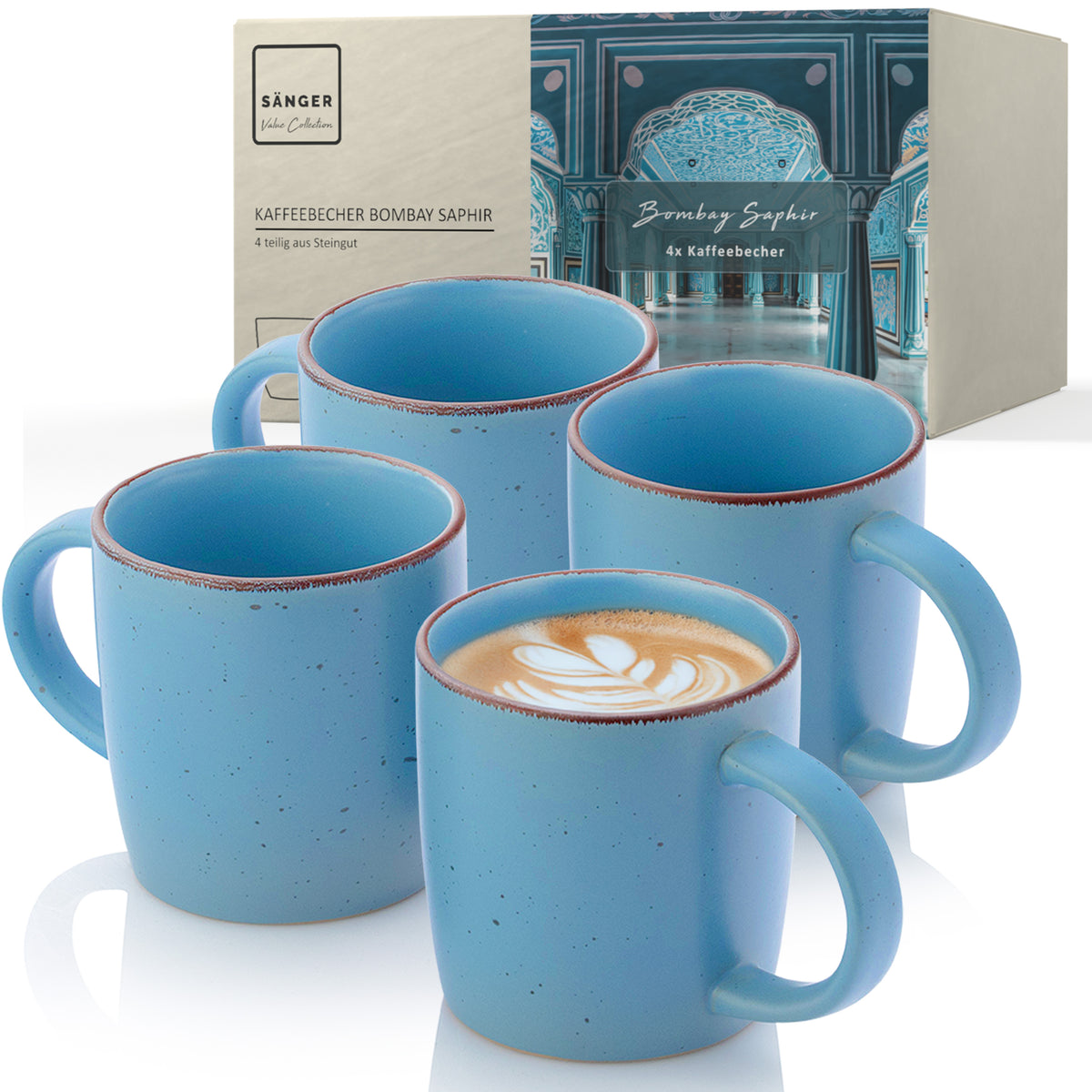 SÄNGER Stoneware Coffee Mug Bombay Sapphire, 4-piece