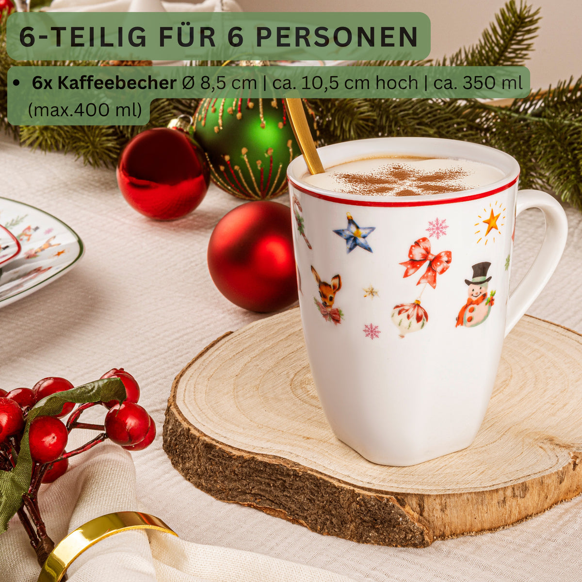SÄNGER Coffee Mug Set Bilgola Christmas Design, 6-piece