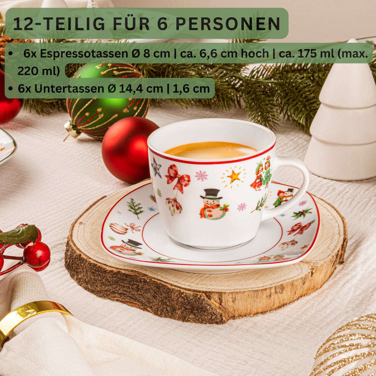 SÄNGER Coffee Cup Set Bilgola Christmas Design 12-piece for 6 people