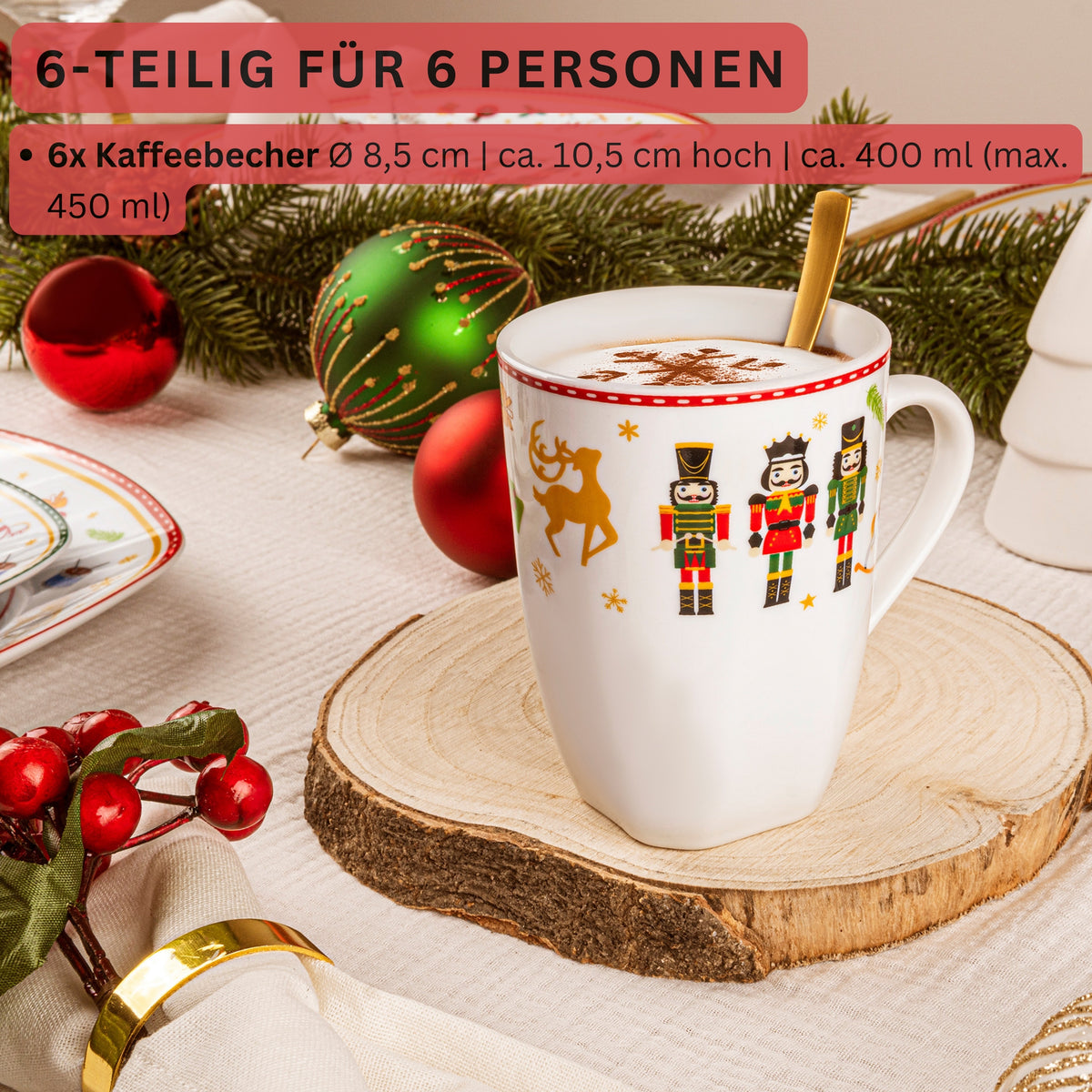 SÄNGER Coffee Mug Set Bilgola Nutcracker Design 6-piece