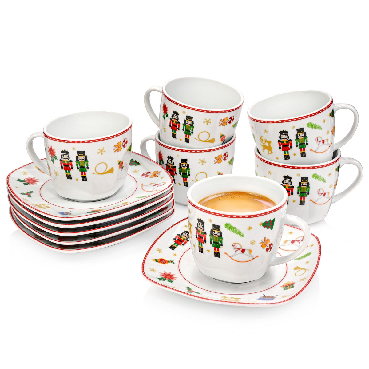 SÄNGER Bilgola Nutcracker Design Coffee Cup Set, 12-piece, for 6 people
