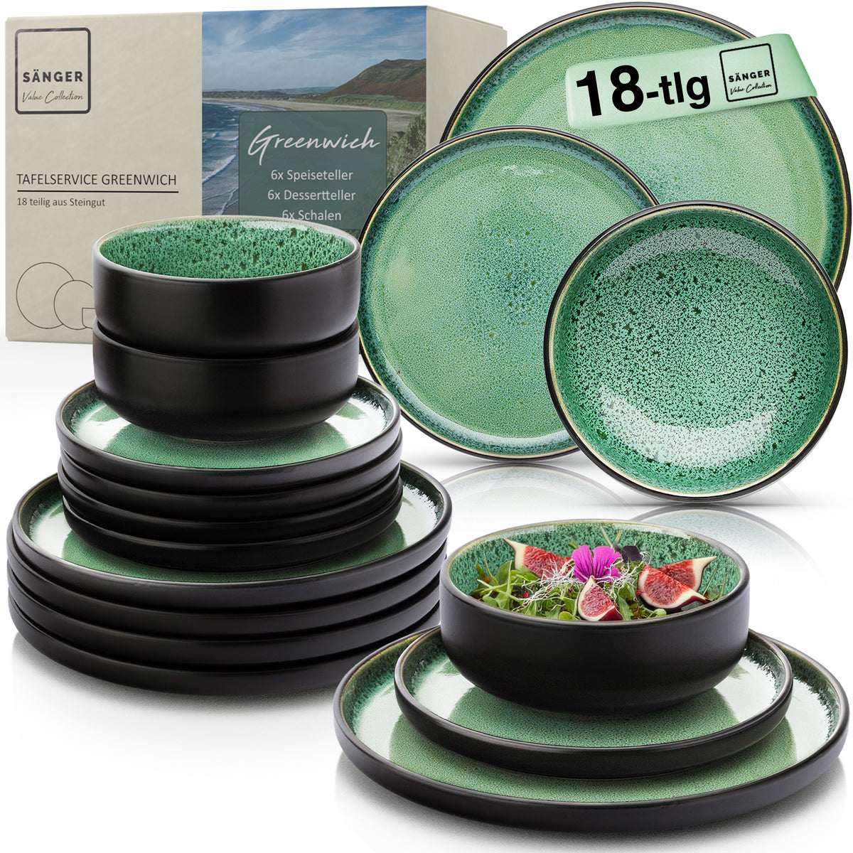 SÄNGER Stoneware Dinnerware Set Greenwich 18-piece for 6 people