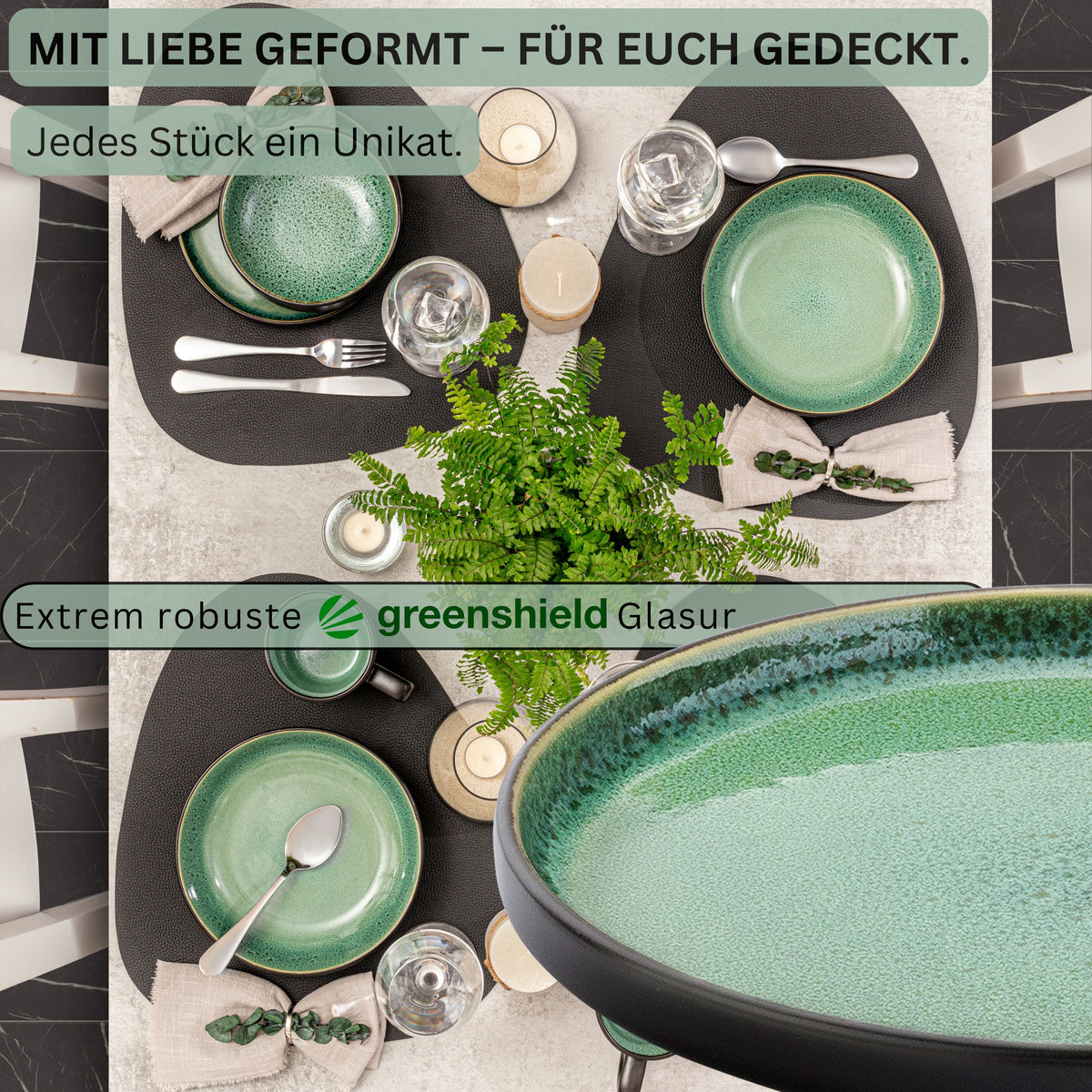 SÄNGER Stoneware Dessert Plates Greenwich, 6-Piece Set for 6 People