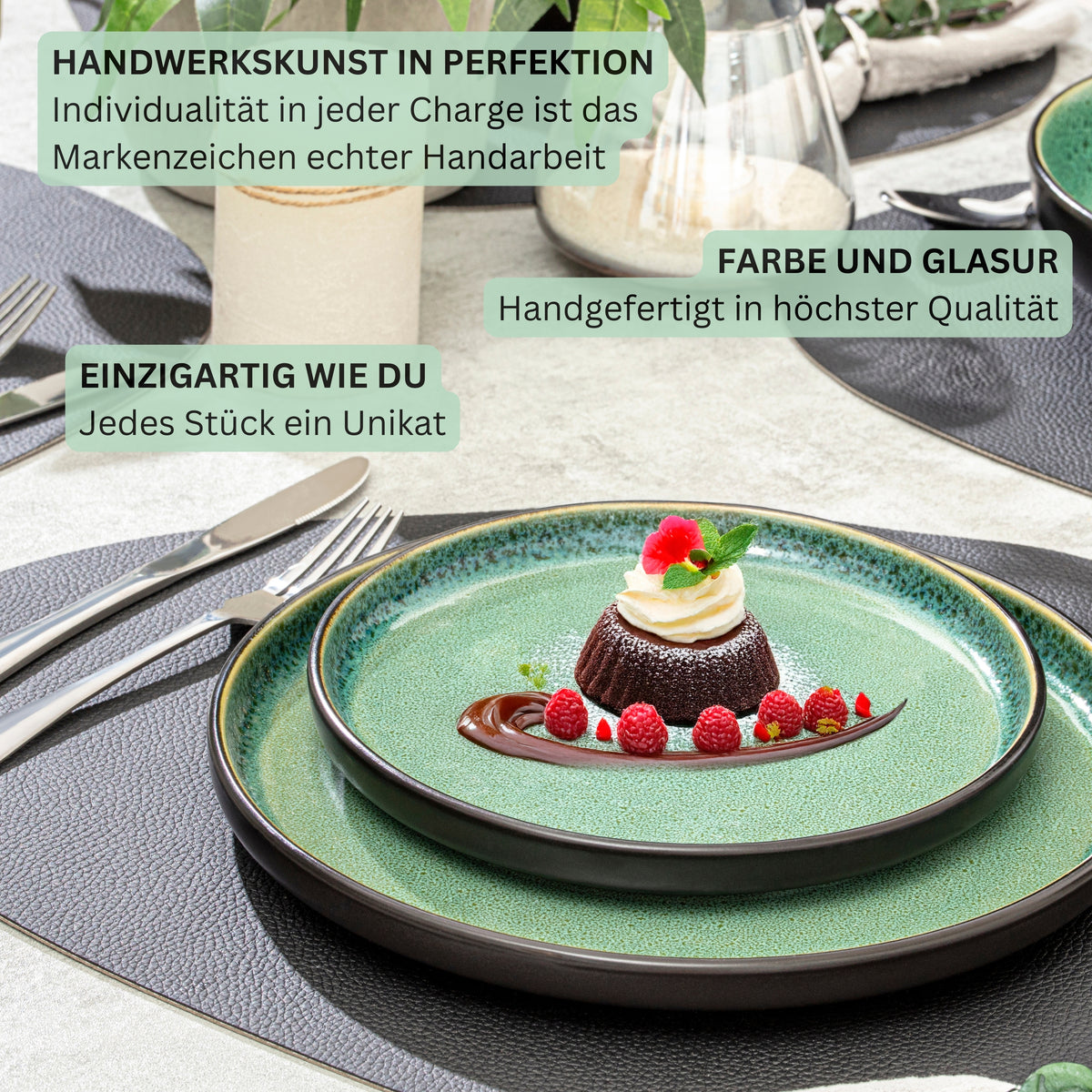 SÄNGER Stoneware Dessert Plates Greenwich, 6-Piece Set for 6 People