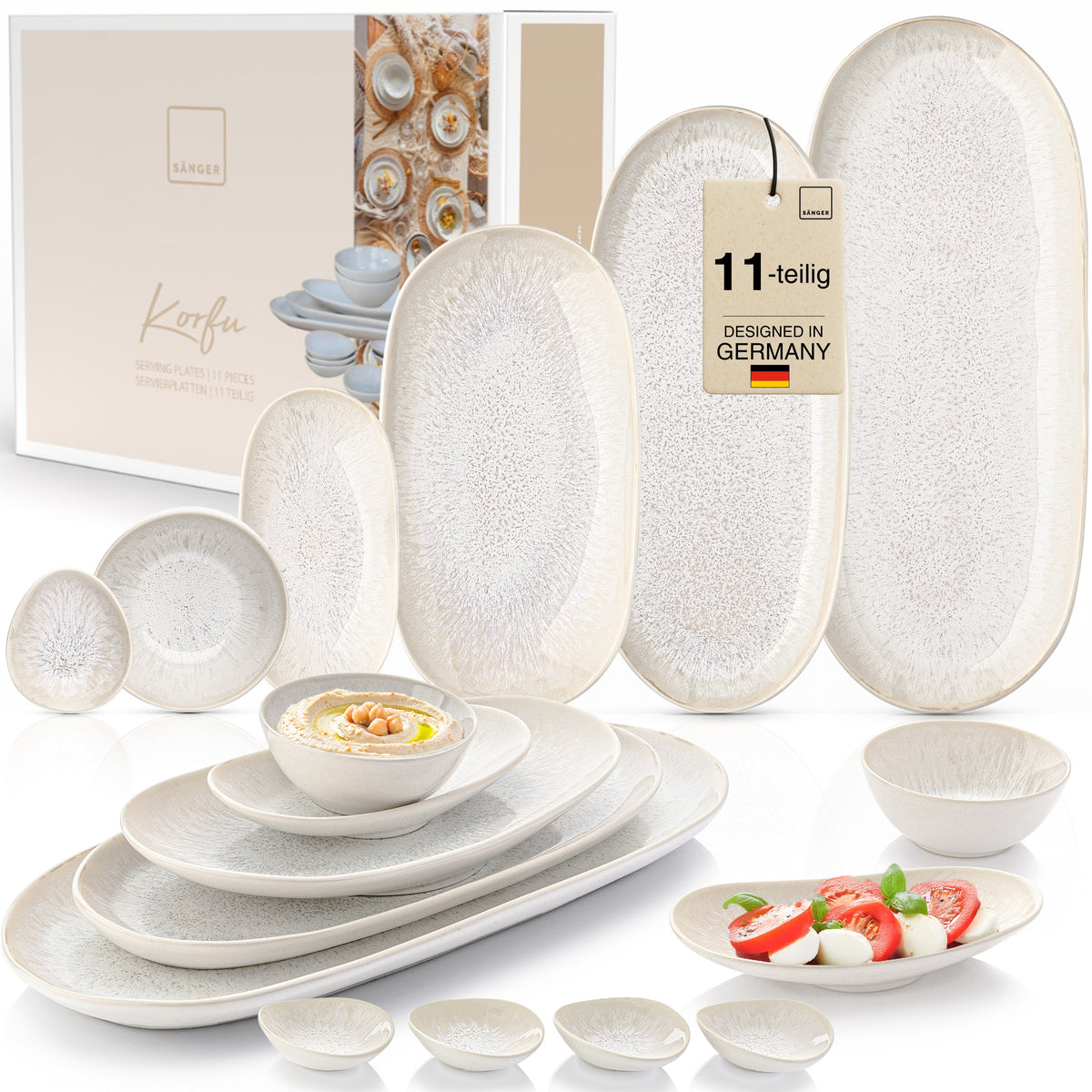 SÄNGER Stoneware Serving Platter Set Corfu 11-piece