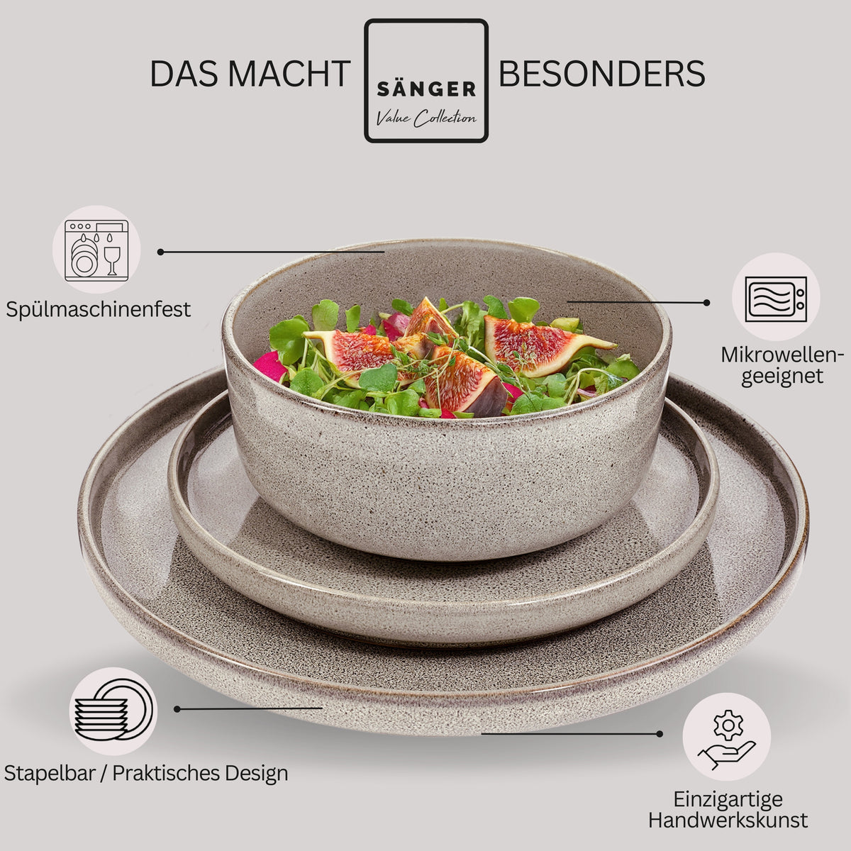 SÄNGER Dinnerware Set Kairo Clay - 24-Piece Stoneware