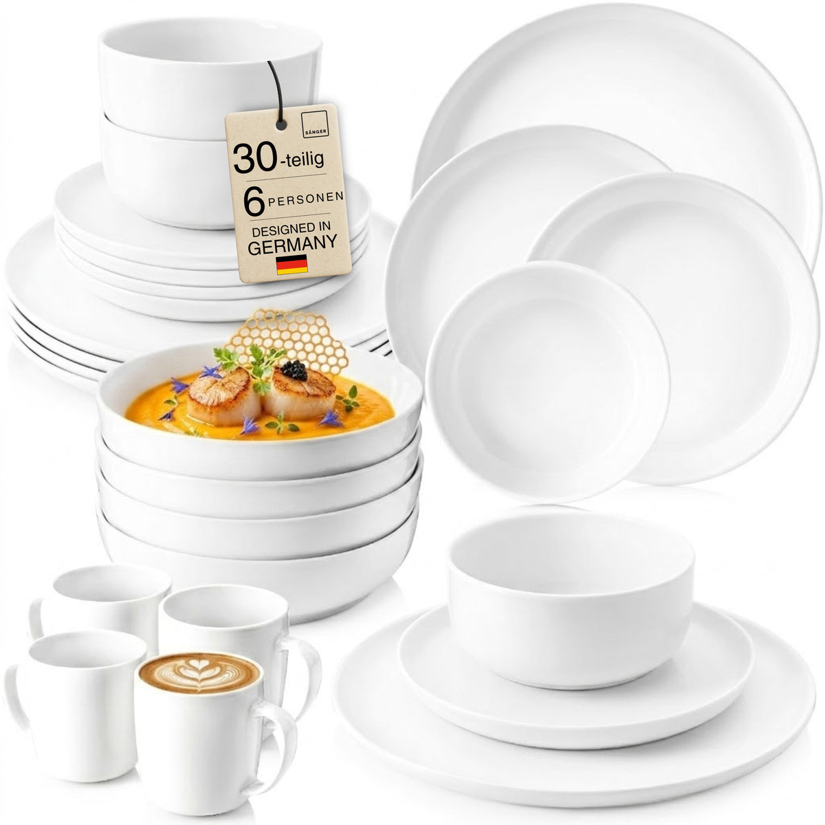 SÄNGER Porcelain Dinnerware Set Marlo 30-Piece for 6 People
