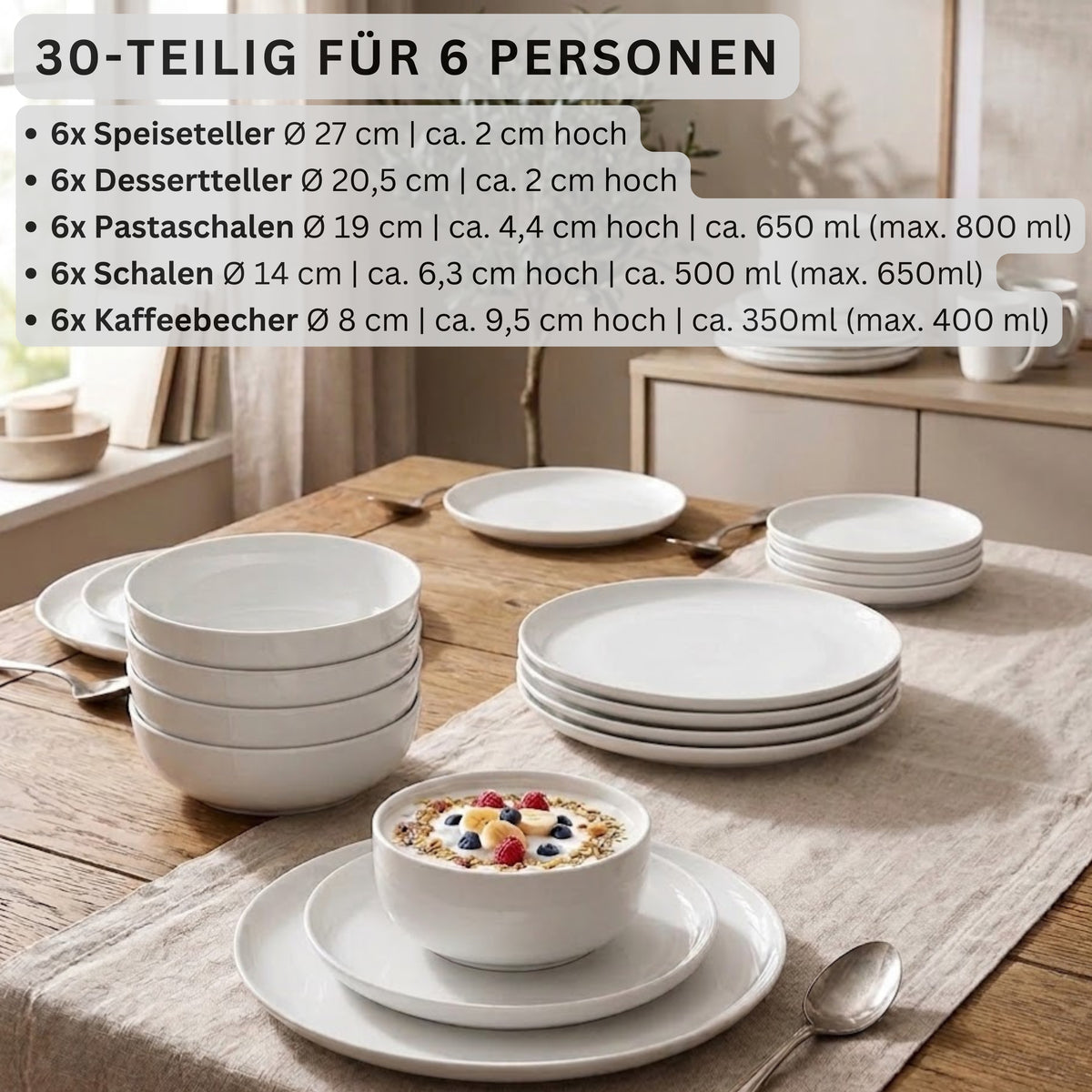SÄNGER Porcelain Dinnerware Set Marlo 30-Piece for 6 People
