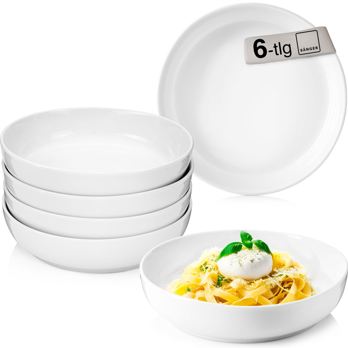SÄNGER Porcelain Pasta Bowls Marlo 6-piece for 6 people