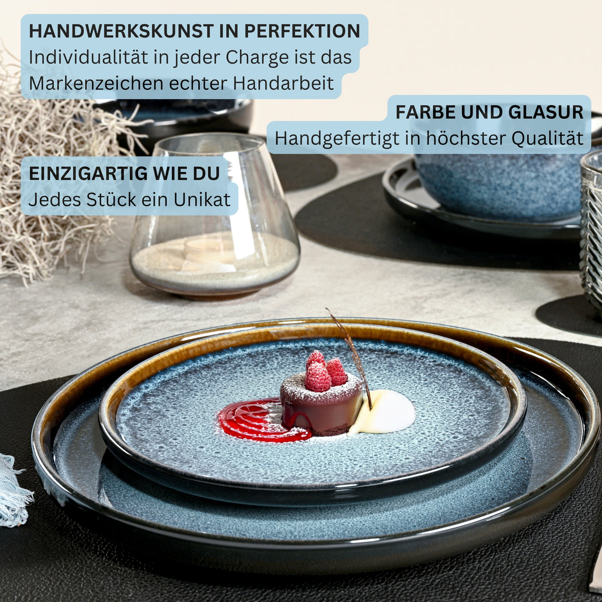 SÄNGER Stoneware Dinnerware Set Osaka, 24-Piece Dinner Service for 6 People