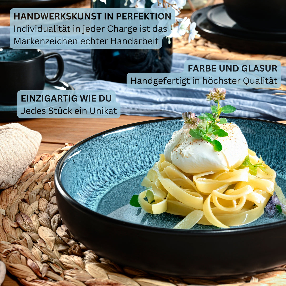 SÄNGER Stoneware Dinnerware Set Vigo, 24-Piece Dinner Service for 6 People