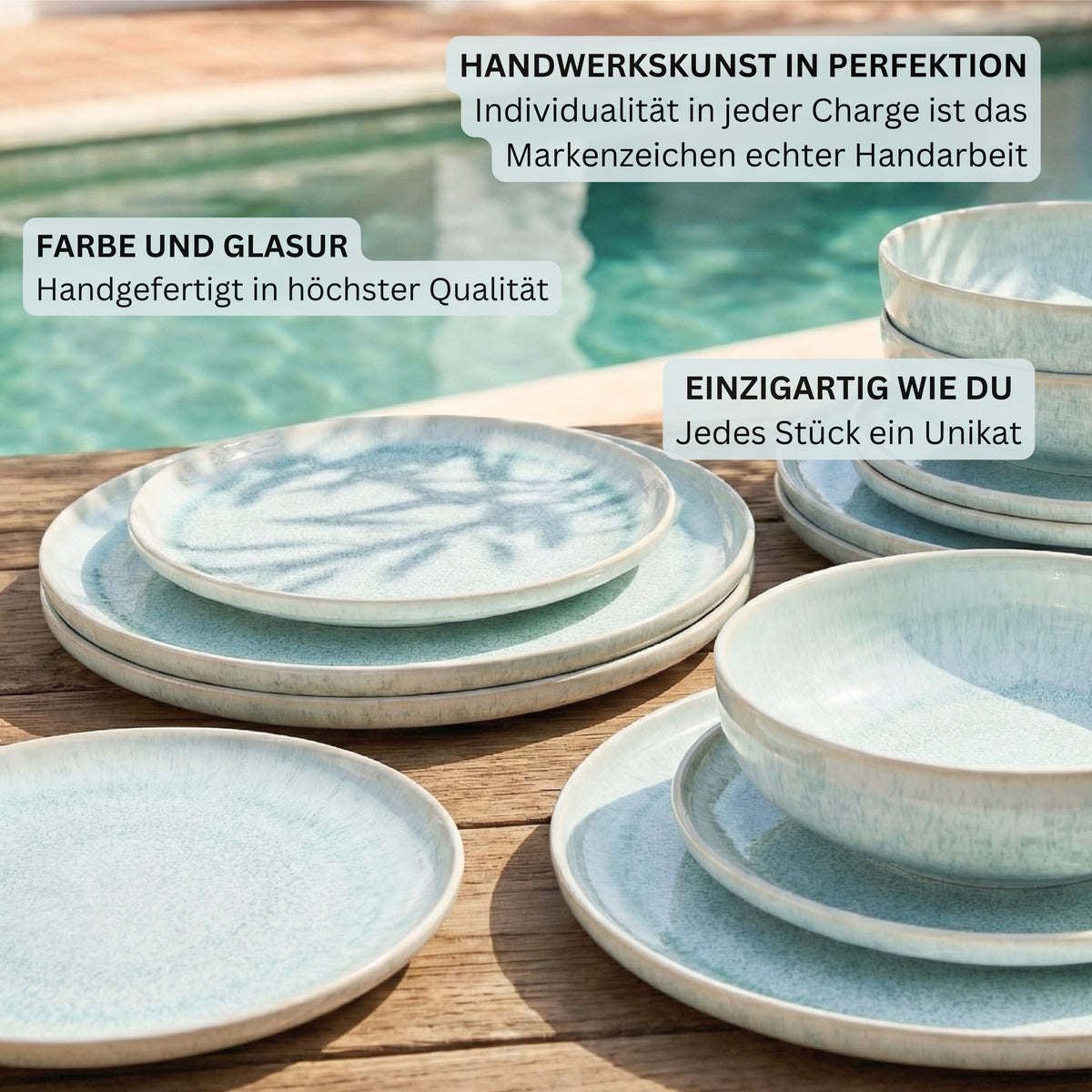 SÄNGER Steingut Geschirrset Paros, Tafelservice 12 teilig für 4 Personen