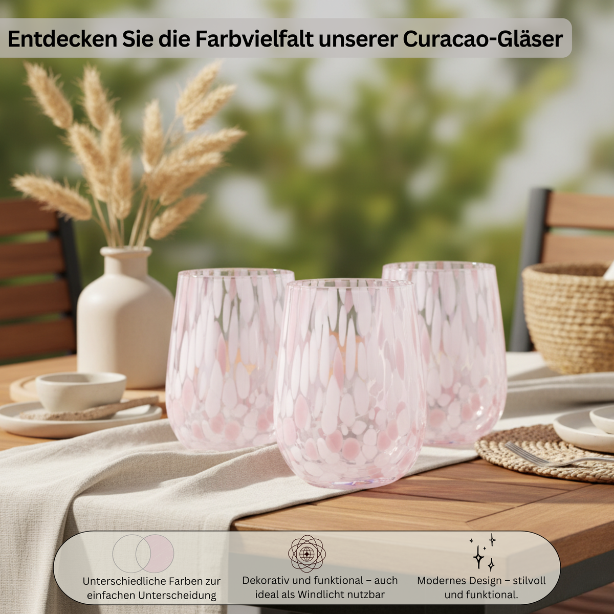 SÄNGER Trinkgläser Set Curacao 4  teilig - weiß/rosa