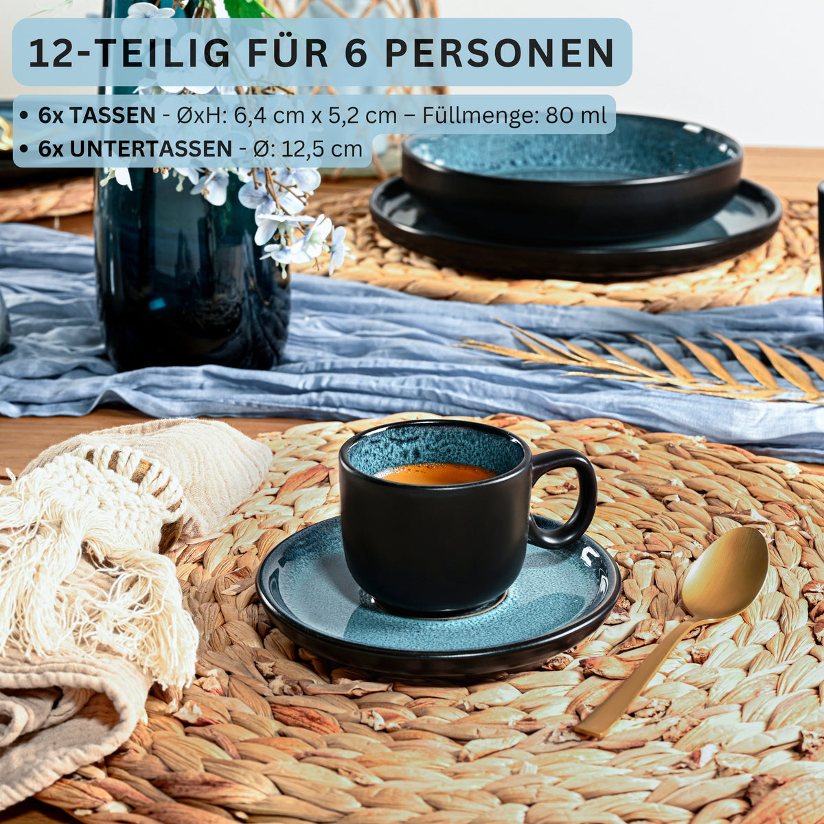 SÄNGER Espressotassen Set Vigo 12 teilig für 6 Personen