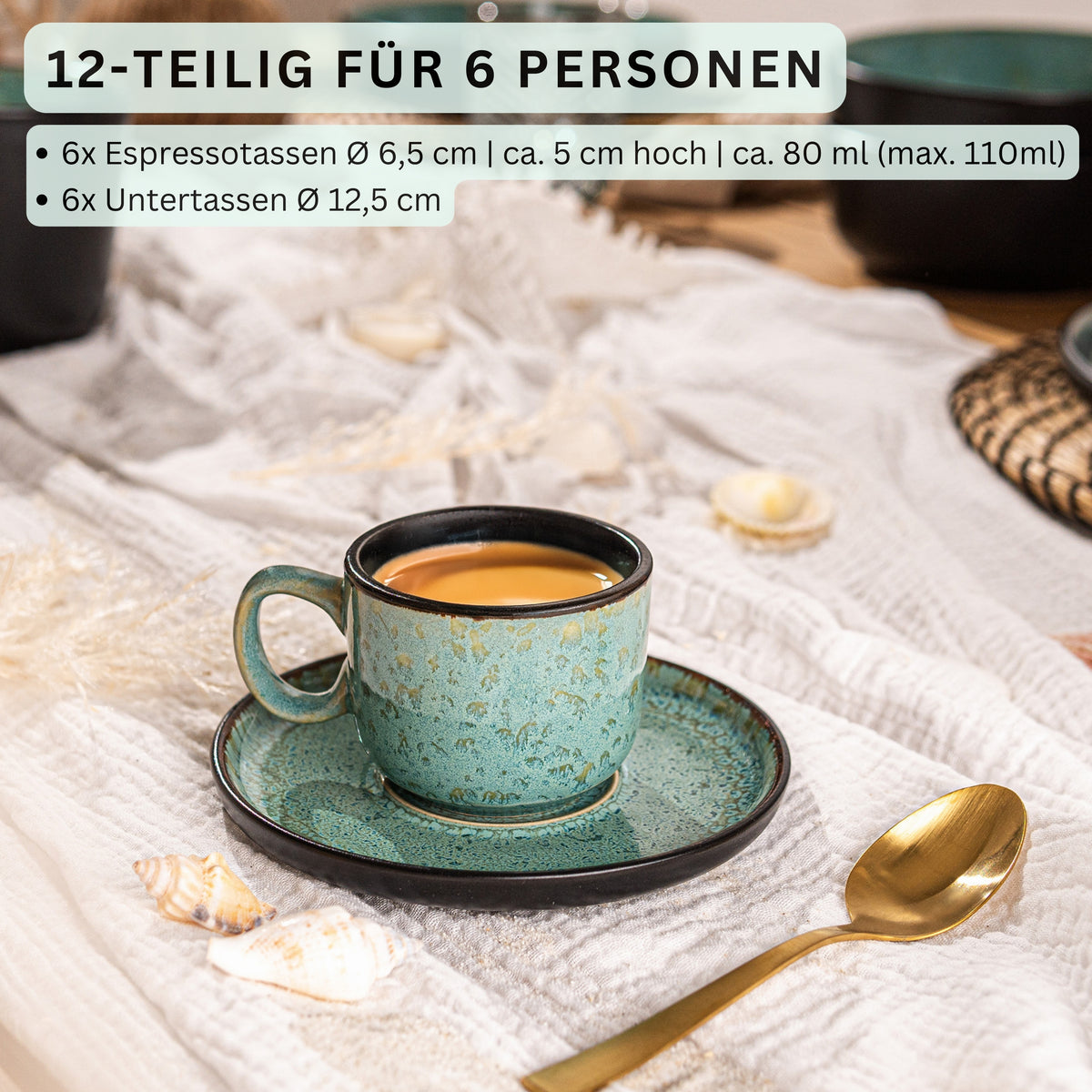 SÄNGER Espresso Cup Set Fiji 12-piece for 6 people