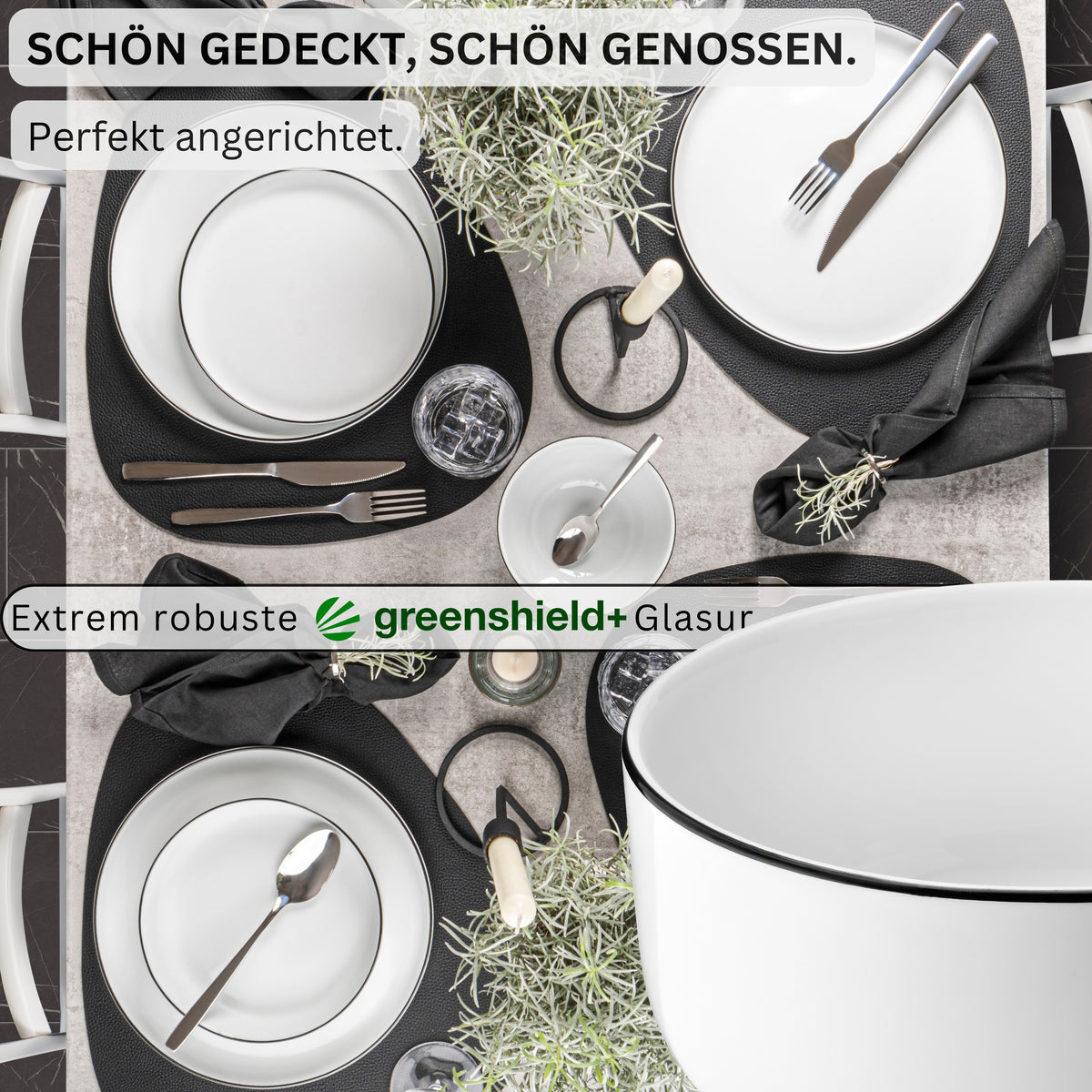 SÄNGER Porcelain Cereal Bowls Marlo Black Rim 6-piece