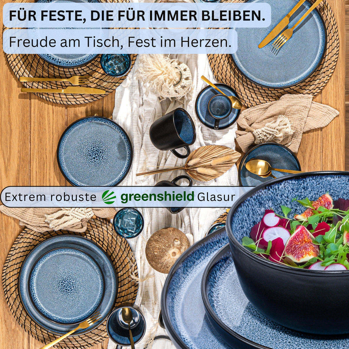 SÄNGER Stoneware Dinnerware Set Aruba, 24-Piece Dinner Set for 6 People