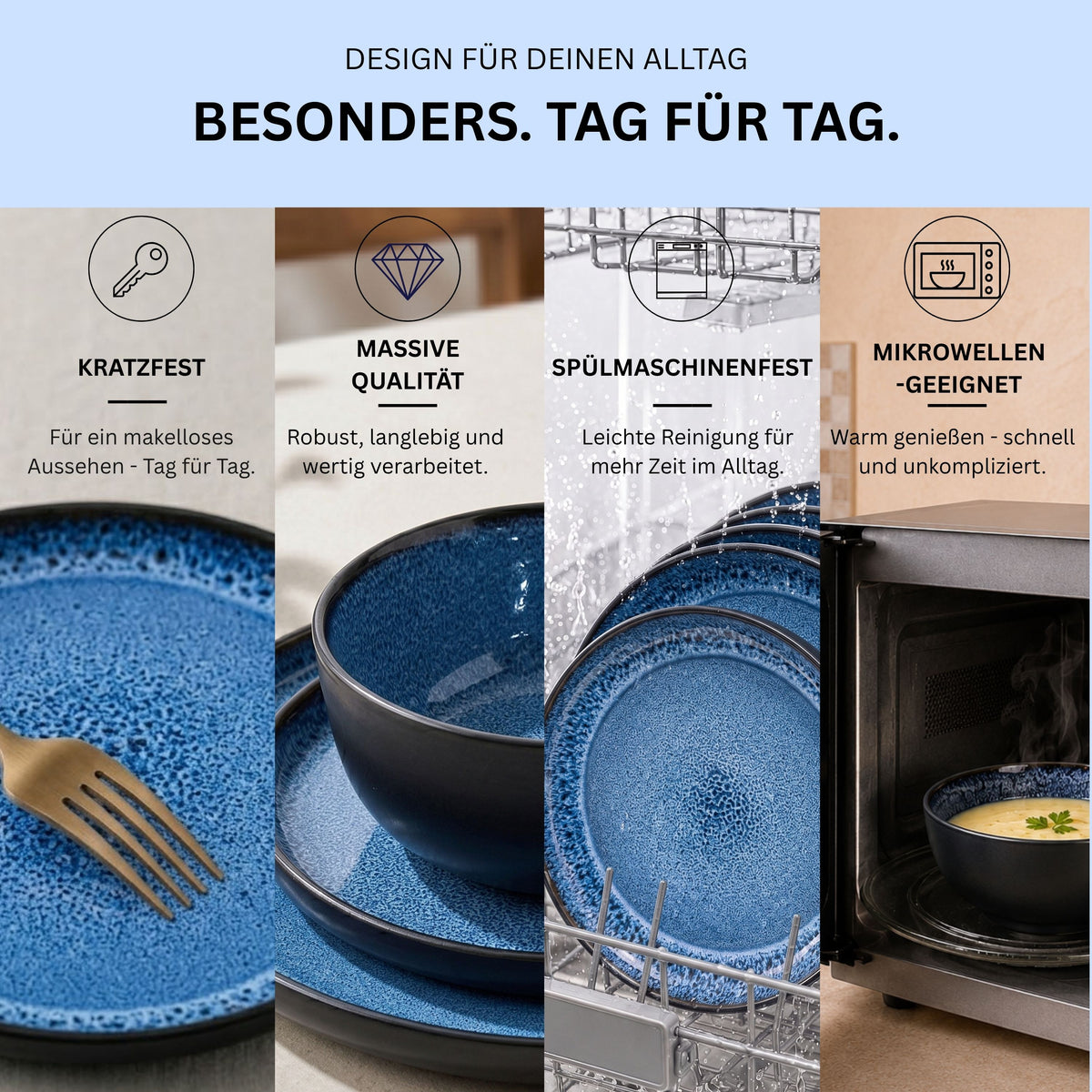 SÄNGER Stoneware Dinnerware Set Aruba, 30-piece Combi-Set for 6 People