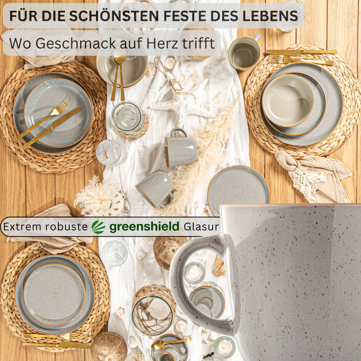 SÄNGER Rio Pearl Grey Mug Set, 4-Piece