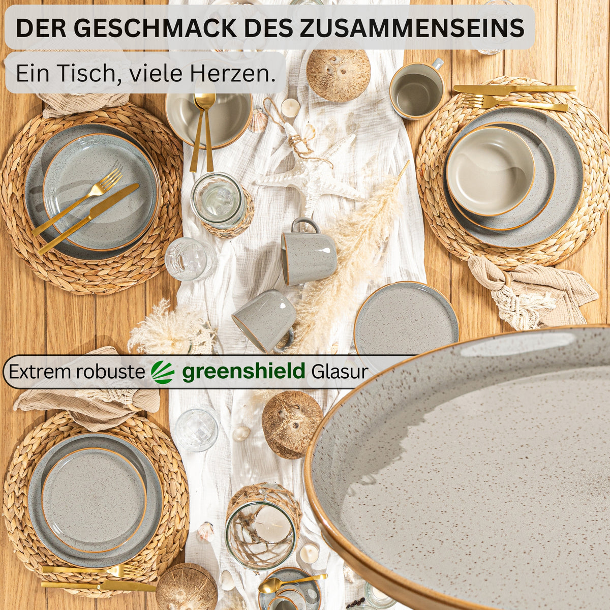 SÄNGER Dinner Plate Set Rio Pearl Grey - 6 Piece Stoneware