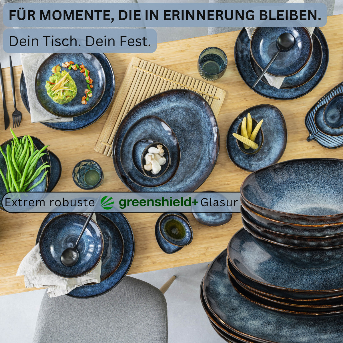 SÄNGER Stoneware Dinner Set Tokyo, Combi-Set 16 Pieces for 4 People