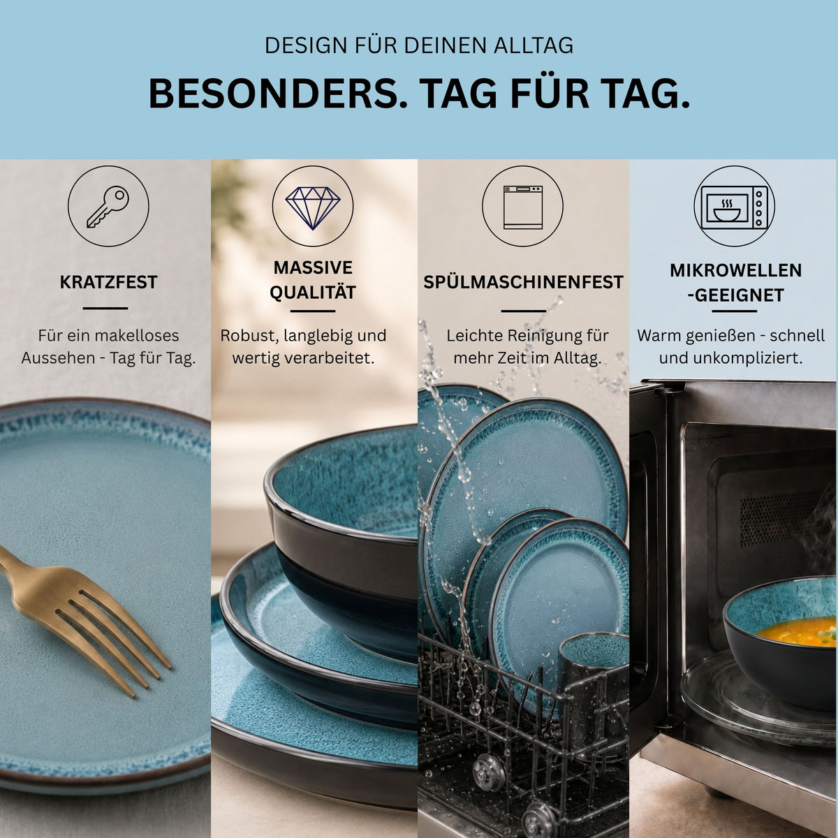 SÄNGER Stoneware Dinnerware Set Vigo, 30-Piece Combi-Set for 6 People