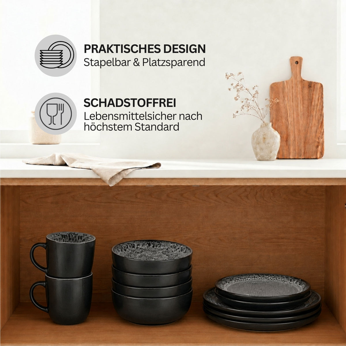 SÄNGER Stoneware Dinnerware Set Sydney, 30-Piece Combi-Set for 6 People