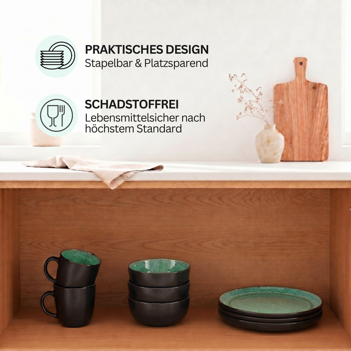 SÄNGER Stoneware Dinnerware Set Fiji, 30-Piece Combi Set for 6 People