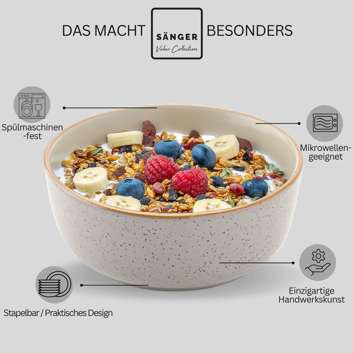 SÄNGER Rio Bowl Set Pearl Grey 4-piece