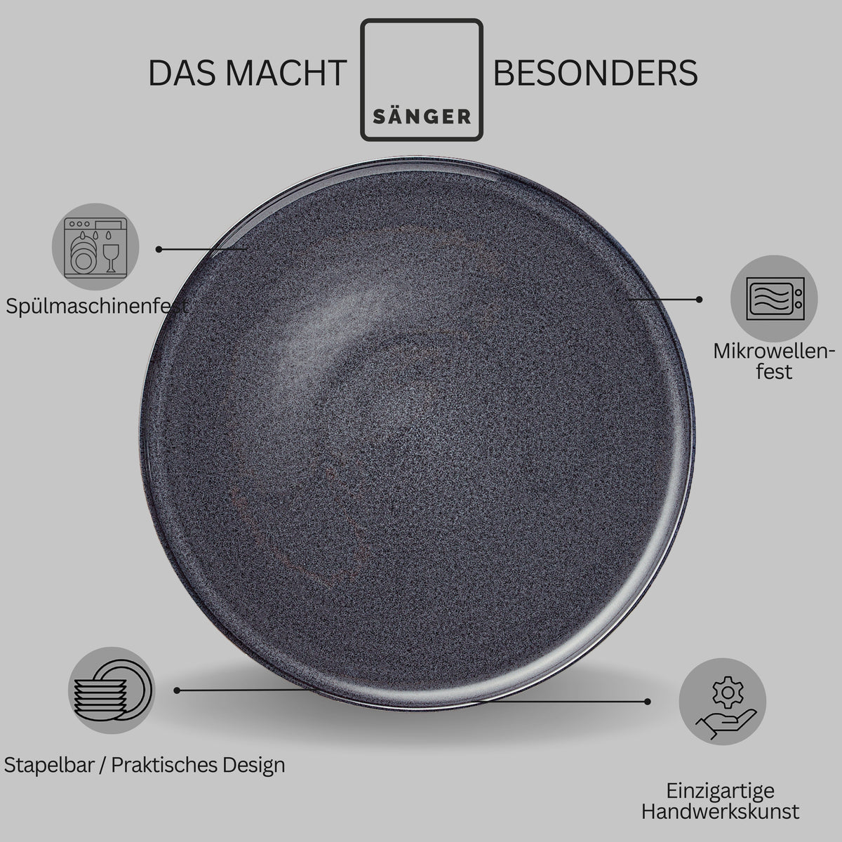 SÄNGER Stoneware Dinnerware Set Bali, 36-Piece Dinner Service for 12 People