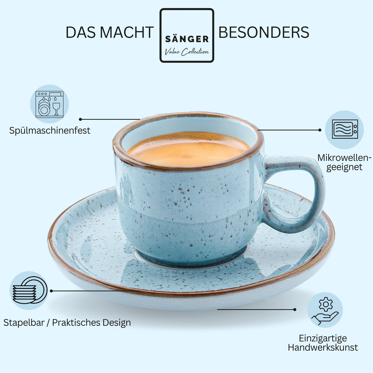 SÄNGER Espresso Cup Set Rio Lagoon, 12-piece, for 6 people