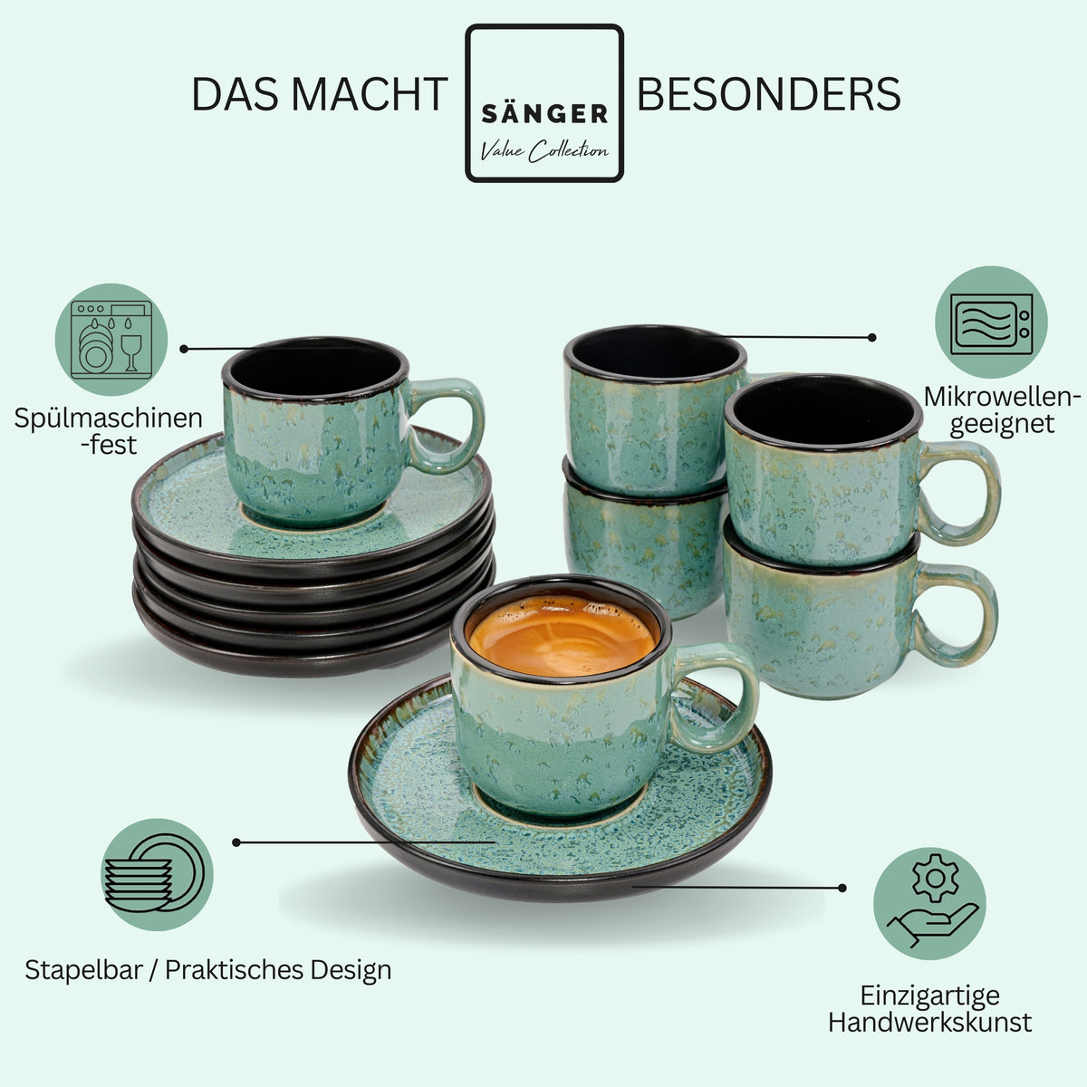SÄNGER Espresso Cup Set Fiji 12-piece for 6 people