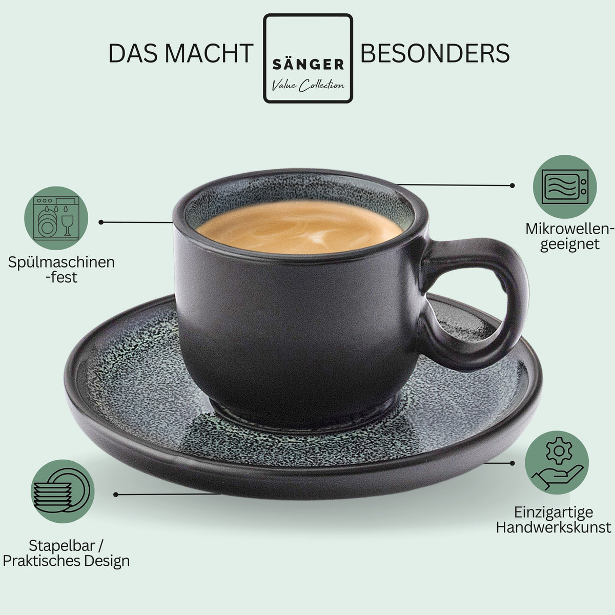SÄNGER Stoneware Espresso Cups Set Malmö 12-piece