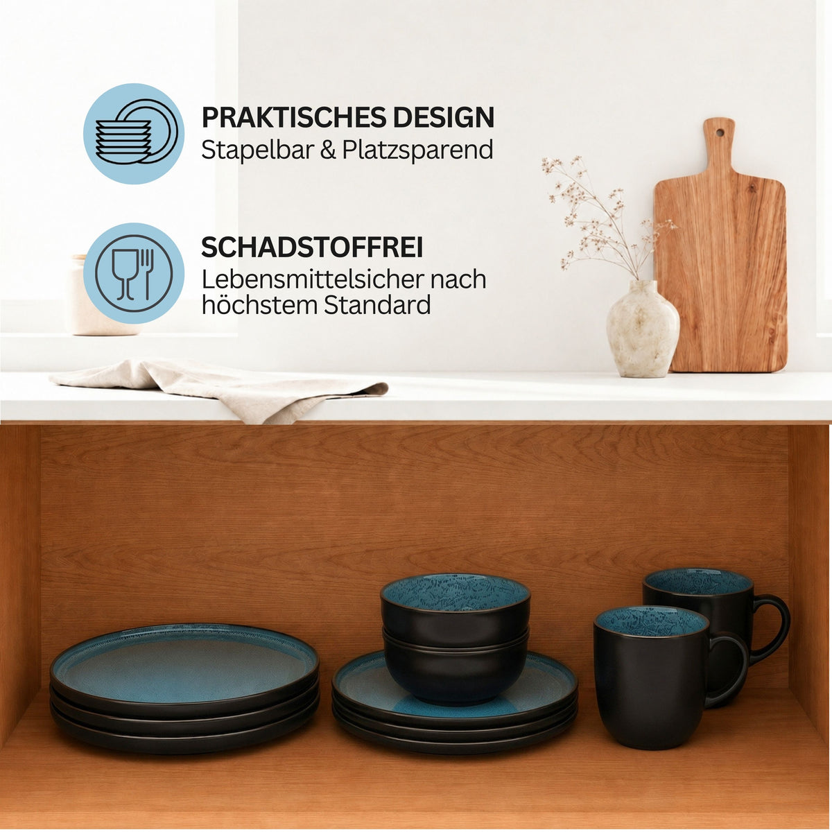 SÄNGER Stoneware Dinnerware Set Vigo, 30-Piece Combi-Set for 6 People
