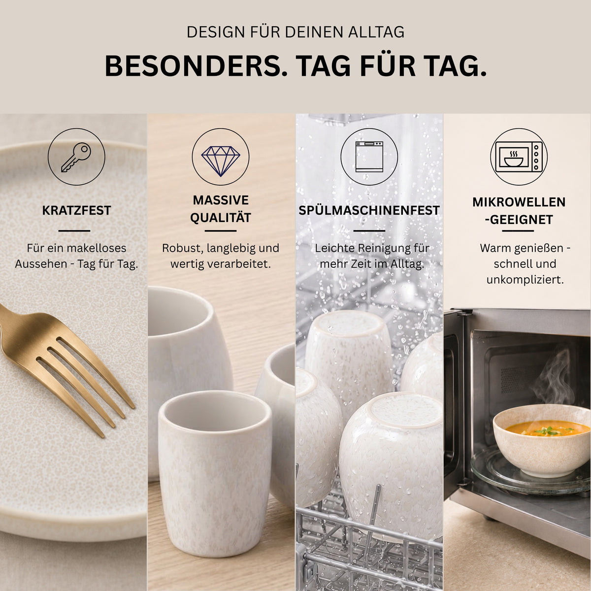 SÄNGER Steingut Korfu Kaffee-Set 12 teilig für 4 Personen