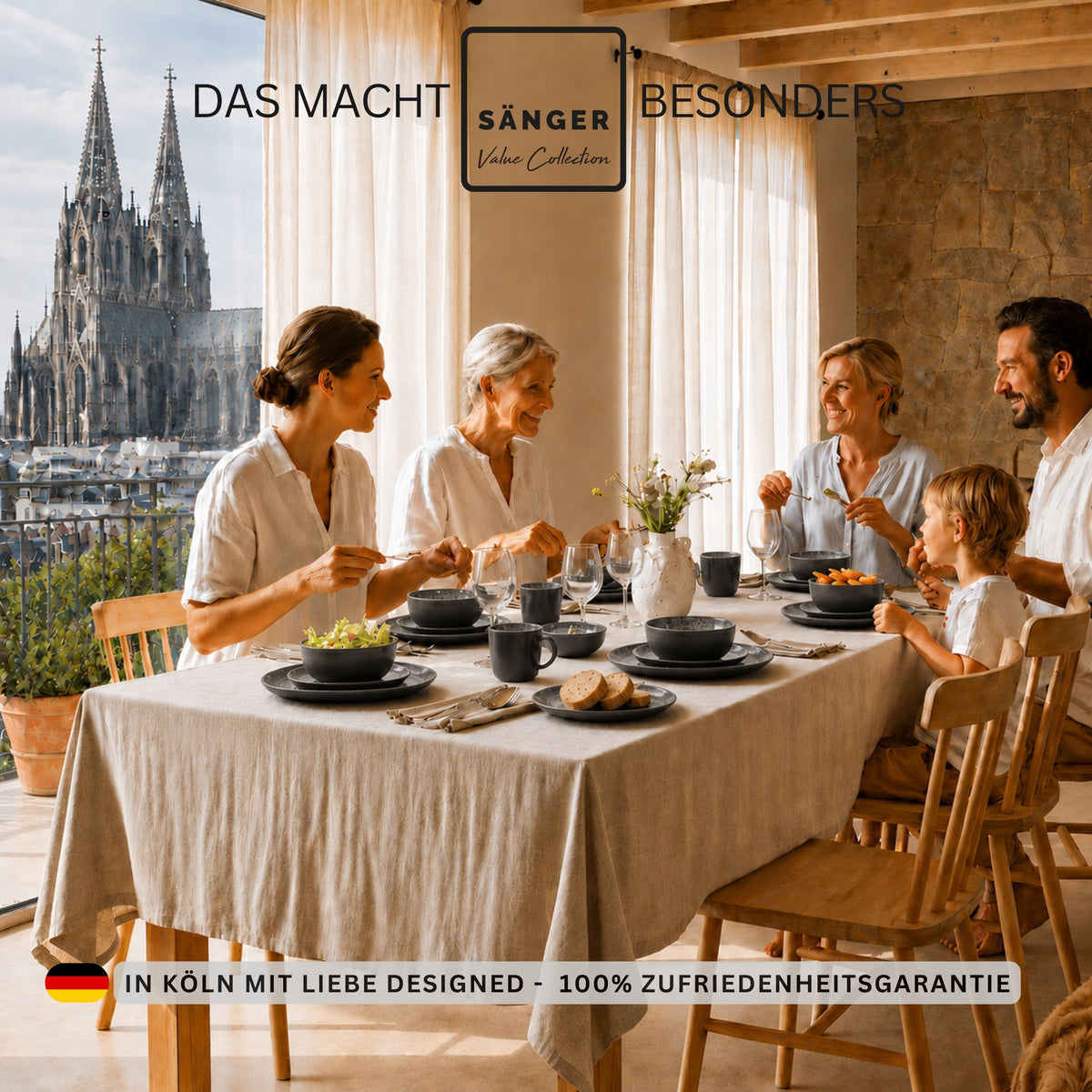 SÄNGER Stoneware Dinnerware Set Sydney, 30-Piece Combi-Set for 6 People