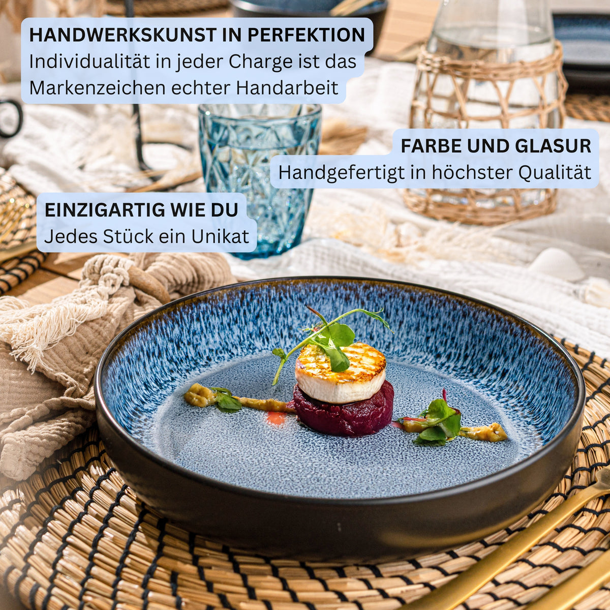 SÄNGER Stoneware Dinnerware Set Aruba, 24-Piece Dinner Set for 6 People