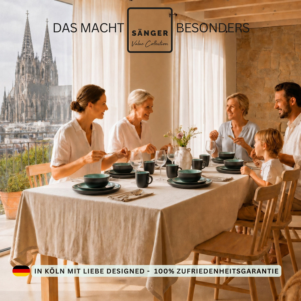 SÄNGER Stoneware Dinnerware Set Fiji, 30-Piece Combi Set for 6 People