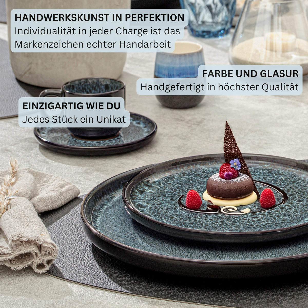 SÄNGER Dessertteller Set Manila - 6 teilig aus Steingut