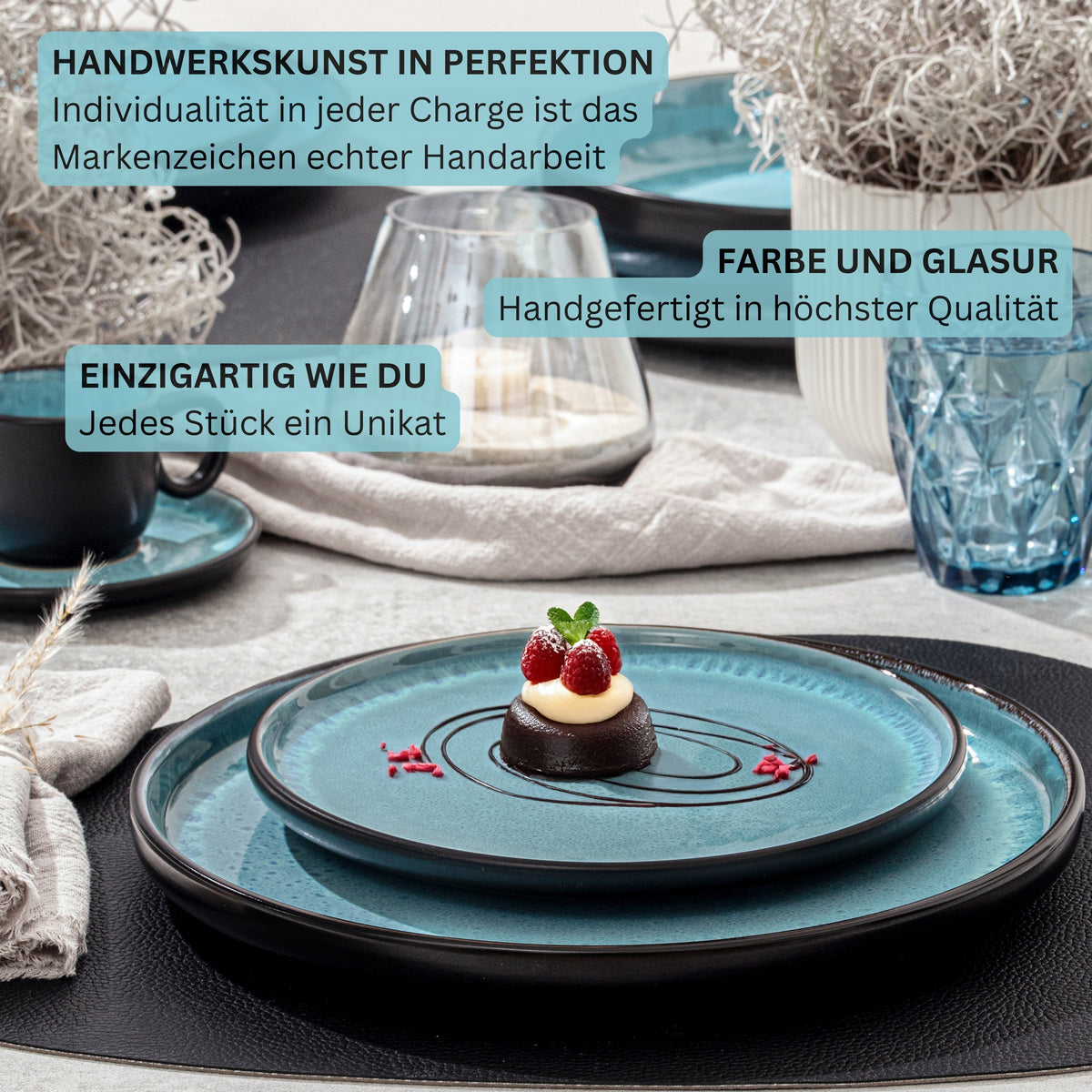 SÄNGER Dessertteller Set Granada - 6 teilig aus Steingut