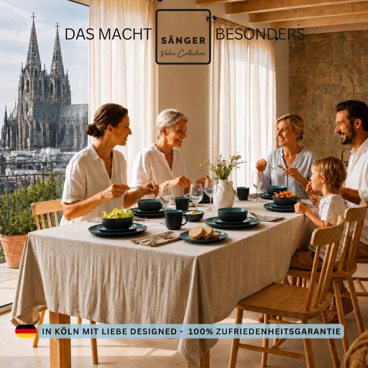 SÄNGER Stoneware Dinnerware Set Vigo, 30-Piece Combi-Set for 6 People