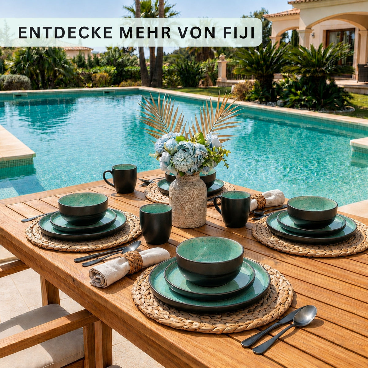 SÄNGER Stoneware Dinnerware Set Fiji, 30-Piece Combi Set for 6 People