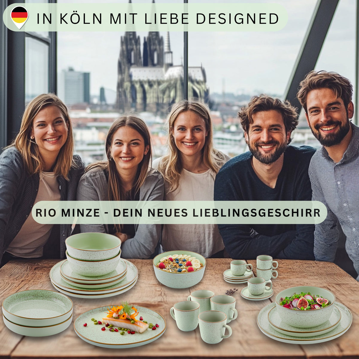 SÄNGER Dessertteller Set Rio Minze - 6 teilig aus Steingut