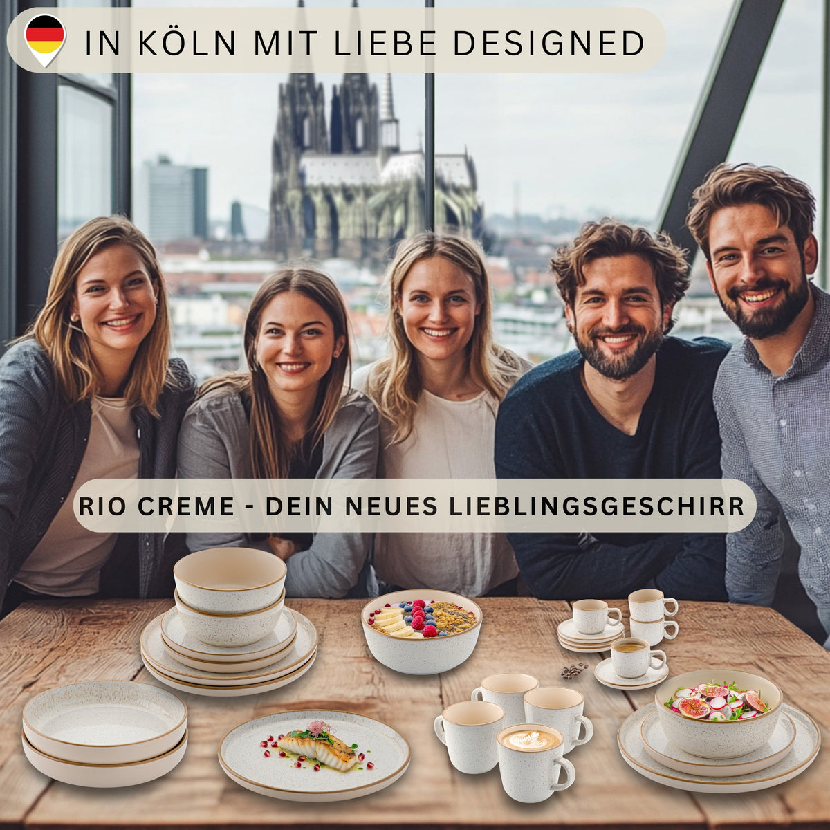 SÄNGER Espressotassen Set Rio Creme 8 teilig für 4 personen