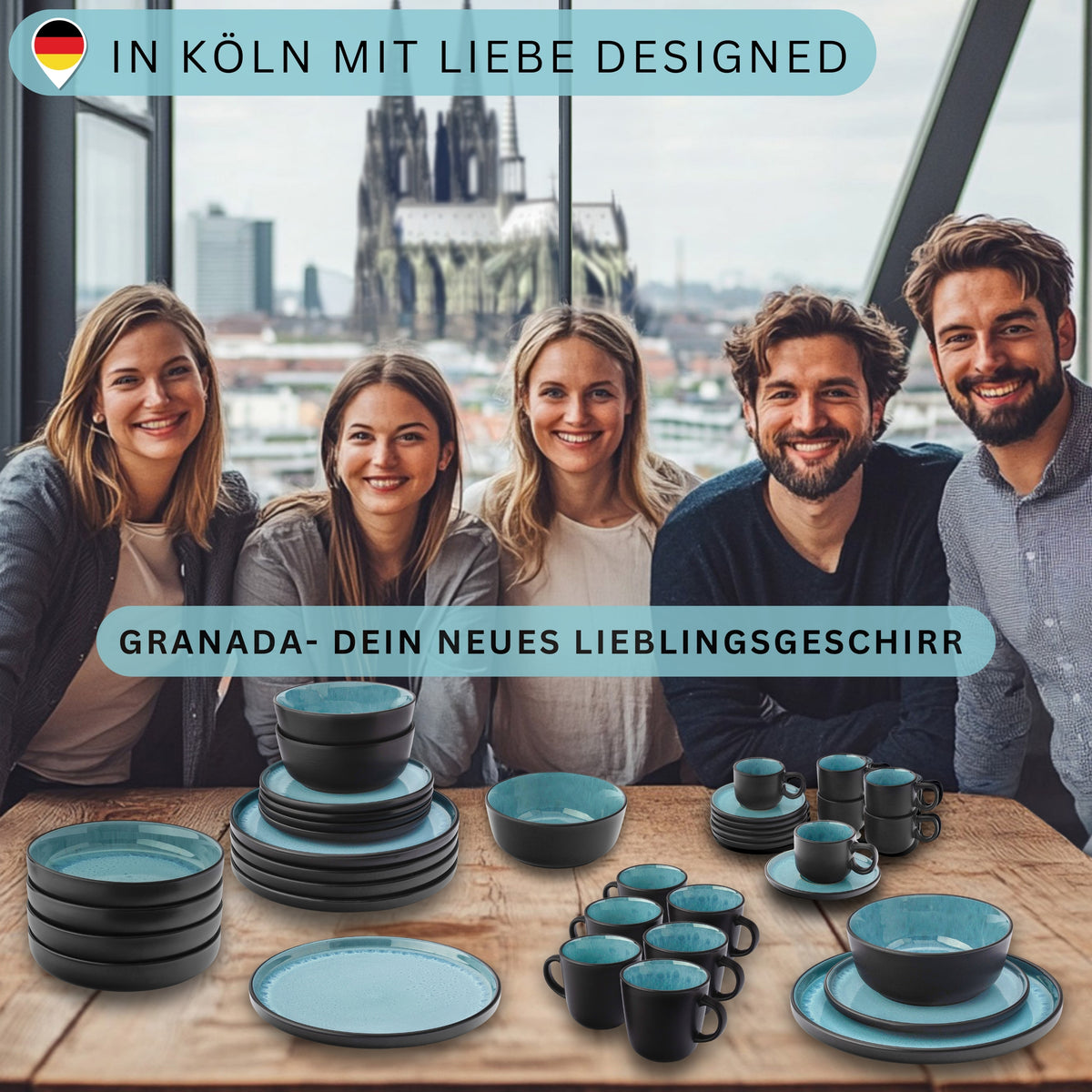 SÄNGER Dessertteller Set Granada - 6 teilig aus Steingut